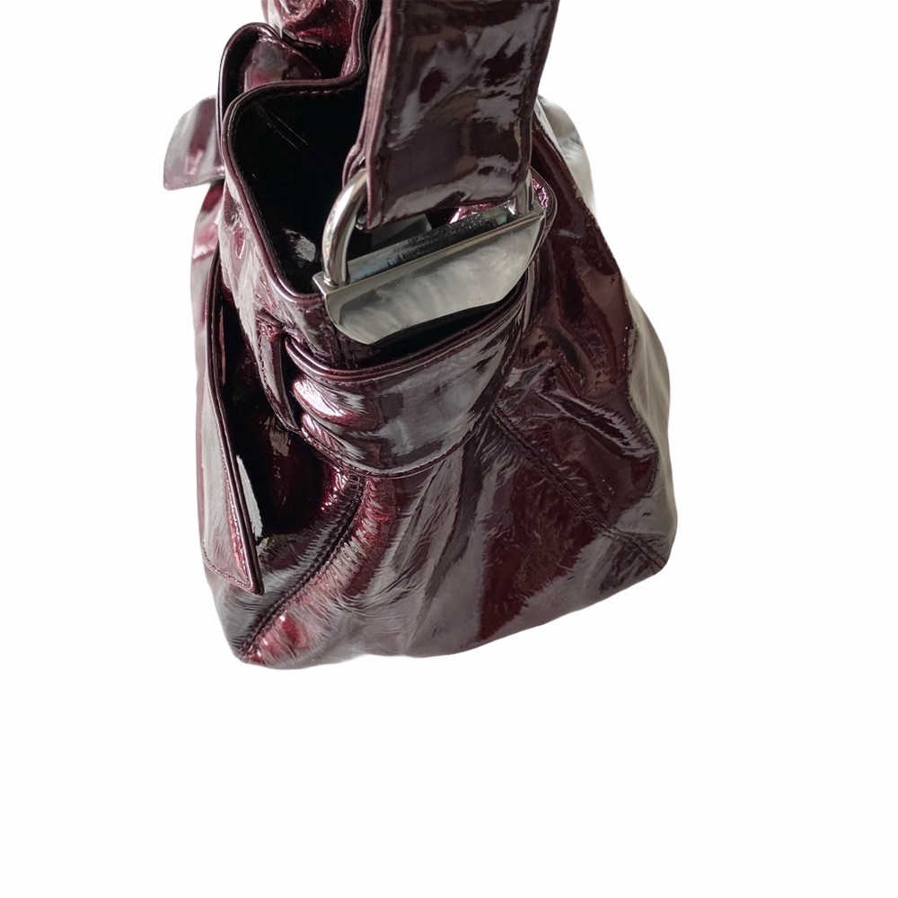 Kooba ❁ Bonnie Patent Leather Mini Bow Top Handle Handbag Bag ❁ Purple Merlot ❁ - Picture 7 of 17